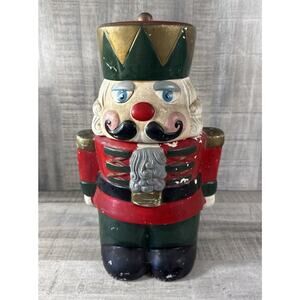 VTG Loomco Nutcracker Toy Soldier Ceramic Cookie Jar 1995 Red Green